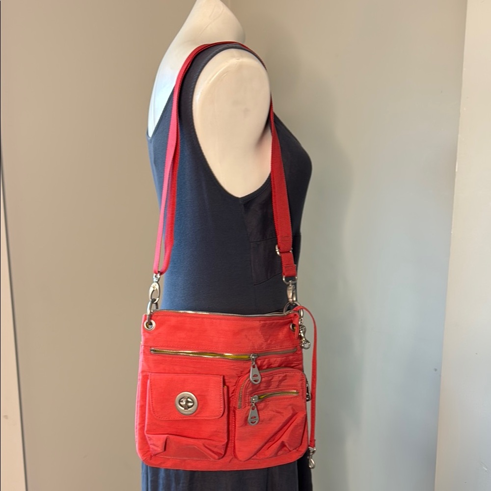 Baggallini Red Crossbody Bag with Multiple Zip Pockets